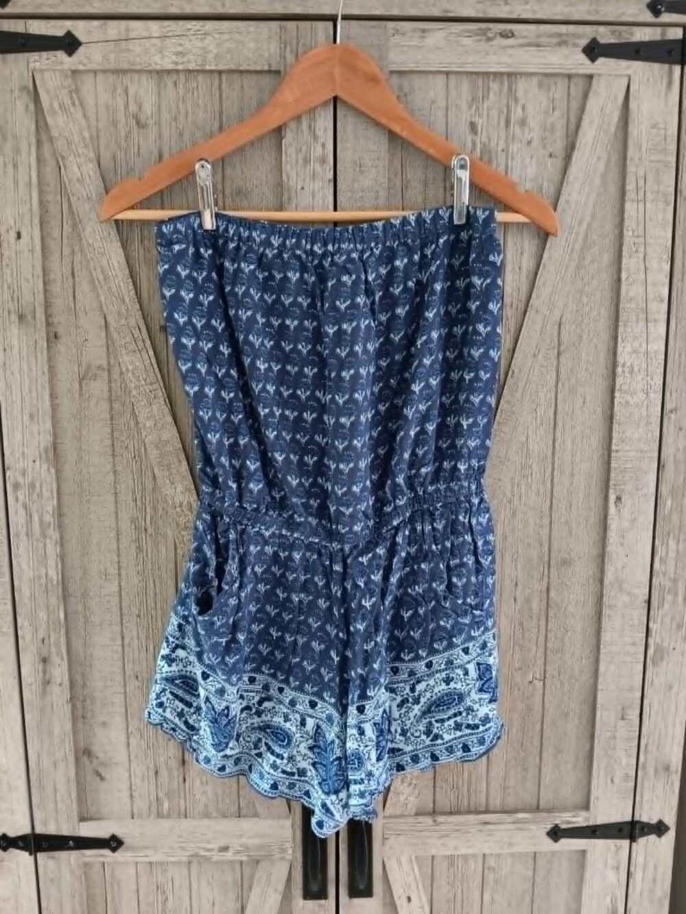 Angie Sleeveless Blue Boho Romper